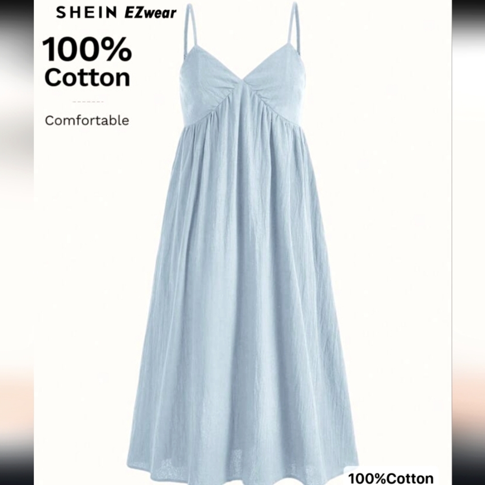 SHEIN EZwear Sky Blue Cotton Sundress NWT